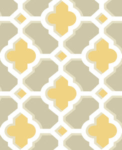 Lido Mustard Quatrefoil Wallpaper by A-Street Prints