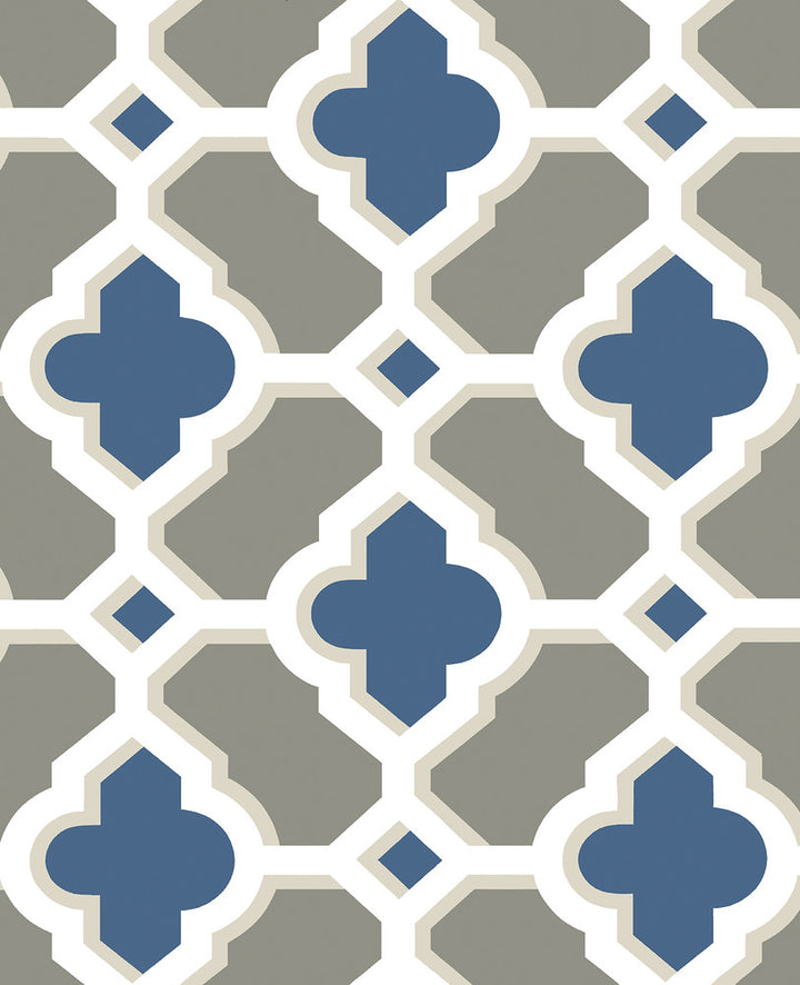 Lido Navy Quatrefoil Wallpaper by A-Street Prints Solstice Covers about 56.4 square feet 20.5-in by 33-ft long roll Unpasted 12.6 - Fabric Carolina -