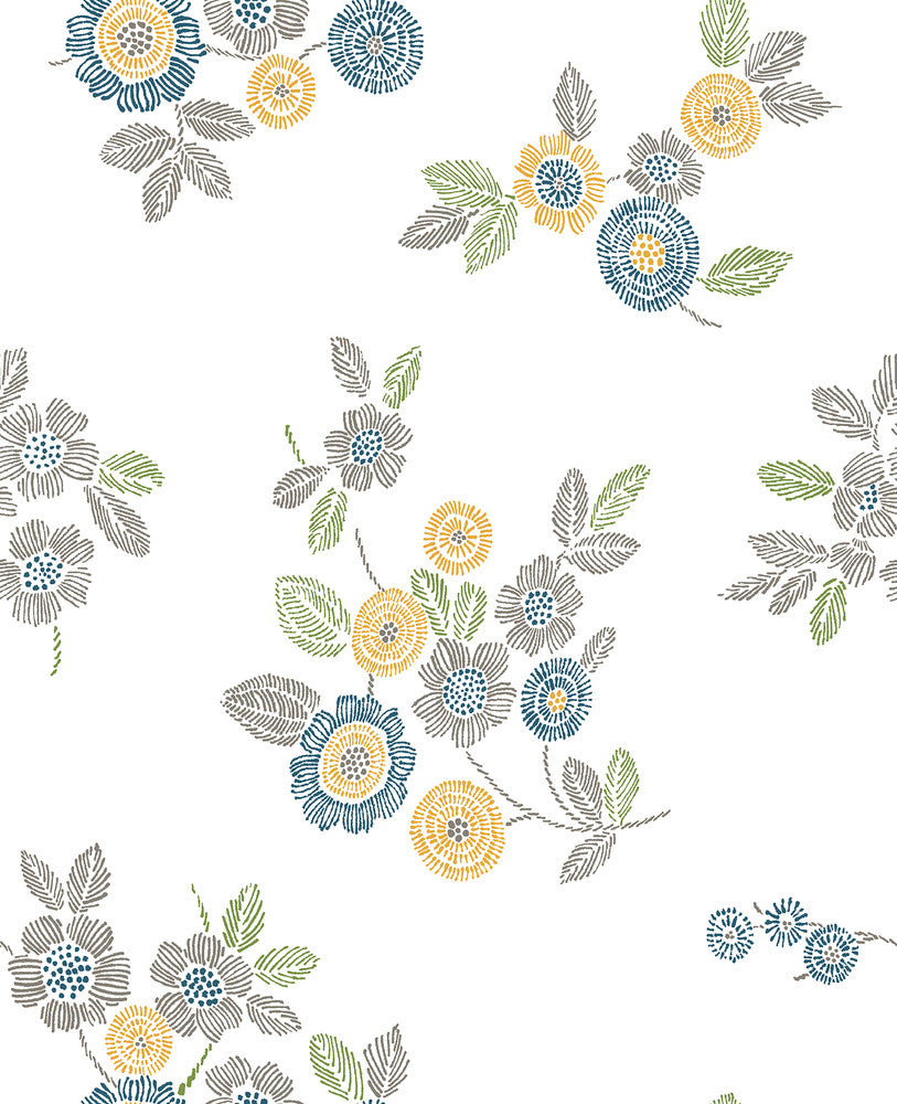 Malaga Grey Floral Wallpaper by A-Street Prints Solstice Covers about 56.4 square feet 20.5-in by 33-ft long roll Unpasted 25.2 - Fabric Carolina -