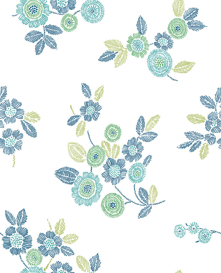 Malaga Green Floral Wallpaper by A-Street Prints Solstice Covers about 56.4 square feet 20.5-in by 33-ft long roll Unpasted 25.2 - Fabric Carolina -