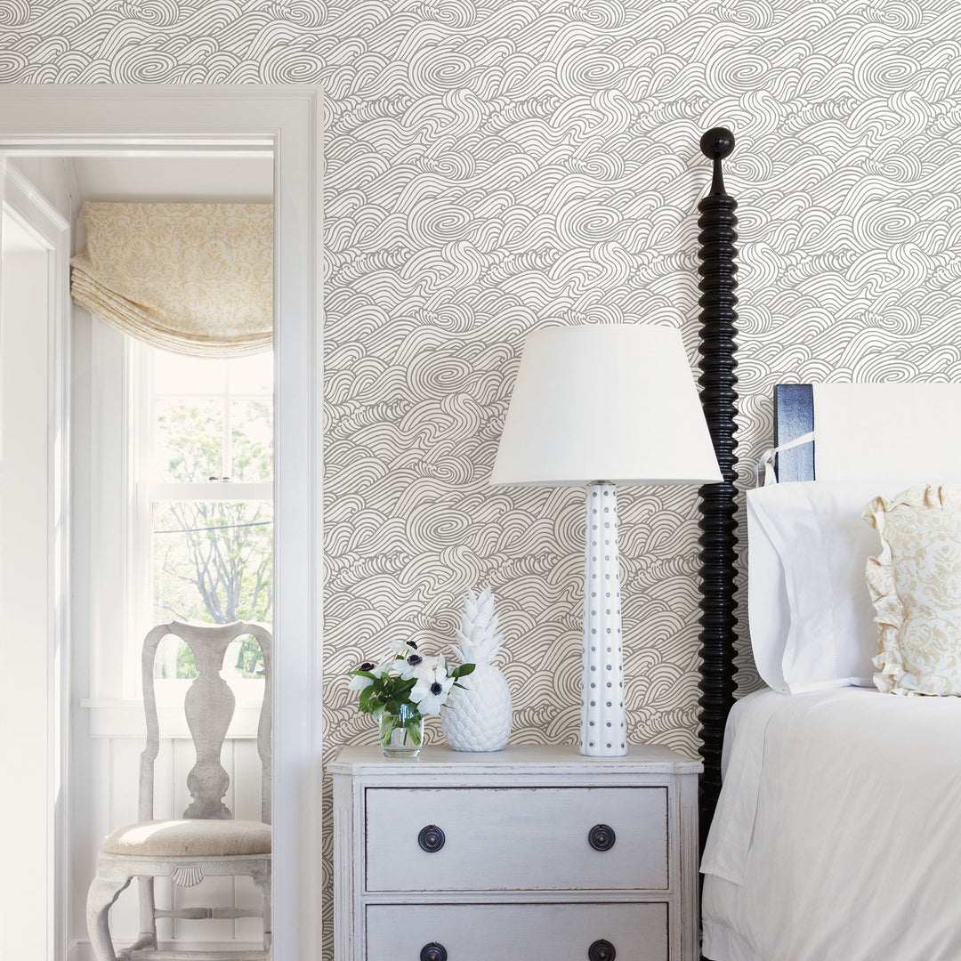 Mare Grey Wave Wallpaper by A-Street Prints Designer