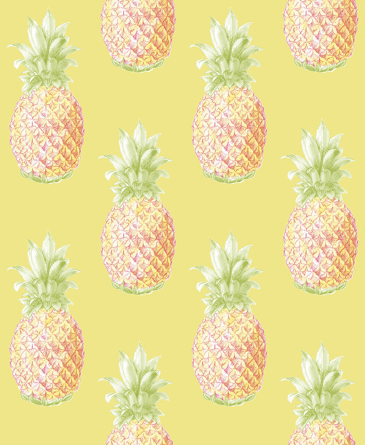 Copacabana Yellow Pineapple Wallpaper by A-Street Prints Solstice Covers about 56.4 square feet 20.5-in by 33-ft long roll Unpasted 25.2 - Fabric Carolina -