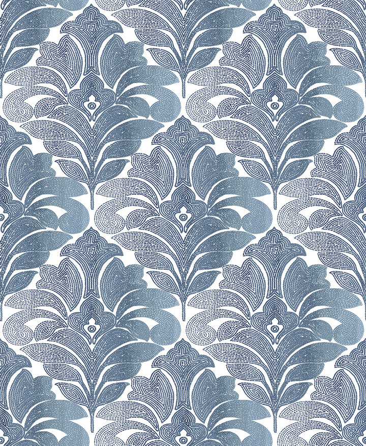 Balangan Navy Damask Wallpaper by A-Street Prints Solstice Covers about 56.4 square feet Great Britain Unpasted 25.2-in repeat, straight match 20.5-in by 33-ft long roll - Fabric Carolina -