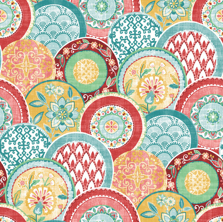 Laguna Coral Plate Wallpaper by A-Street Prints Solstice Covers about 56.4 square feet 20.5-in by 33-ft long roll Unpasted 20.9 - Fabric Carolina -