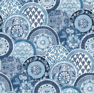 Laguna Blue Plate Wallpaper by A-Street Prints