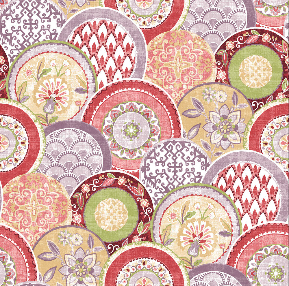 Laguna Pink Plate Wallpaper by A-Street Prints Solstice Covers about 56.4 square feet 20.5-in by 33-ft long roll Unpasted 20.9 - Fabric Carolina -