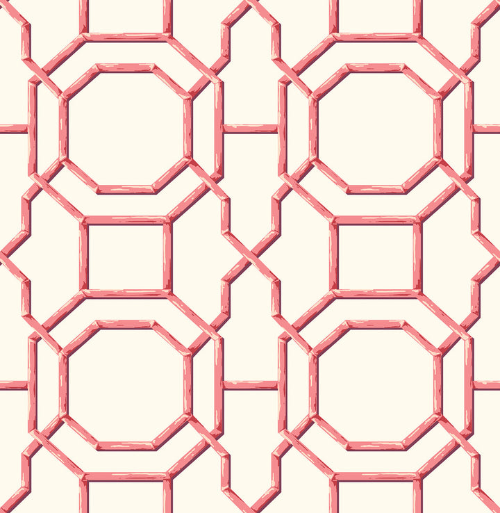 Summer Coral Trellis Wallpaper by A-Street Prints Solstice Covers about 56.4 square feet 20.5-in by 33-ft long roll Unpasted 20.9 - Fabric Carolina -