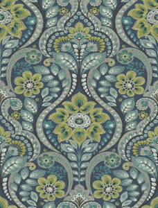 Night Bloom Navy Damask Wallpaper by A-Street Prints