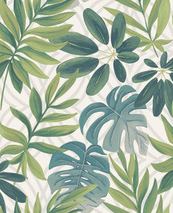 Nocturnum White Leaf Wallpaper by A-Street Prints