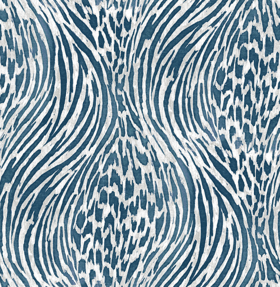 Splendid Blue Animal Print Wallpaper by A-Street Prints Moonlight Covers about 56.4 square feet 20.5-in by 33-ft long roll Unpasted 20.9 - Fabric Carolina -