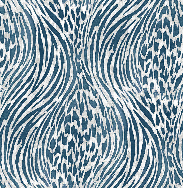 Splendid Blue Animal Print Wallpaper by A-Street Prints Moonlight Covers about 56.4 square feet 20.5-in by 33-ft long roll Unpasted 20.9 - Fabric Carolina -