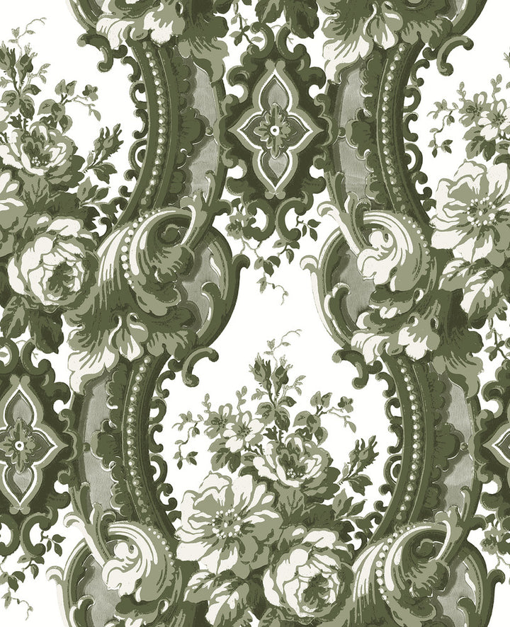 Dreamer Green Damask Wallpaper by A-Street Prints Moonlight Covers about 56.4 square feet 20.5-in by 33-ft long roll Unpasted 20.9 - Fabric Carolina -