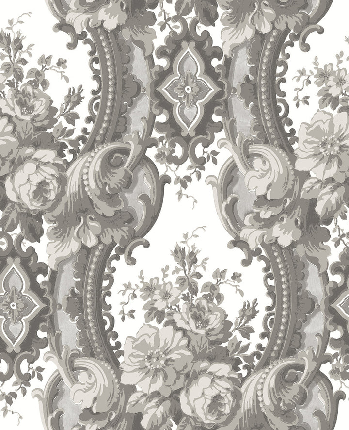 Dreamer Grey Damask Wallpaper by A-Street Prints Moonlight Covers about 56.4 square feet 20.5-in by 33-ft long roll Unpasted 20.9 - Fabric Carolina -