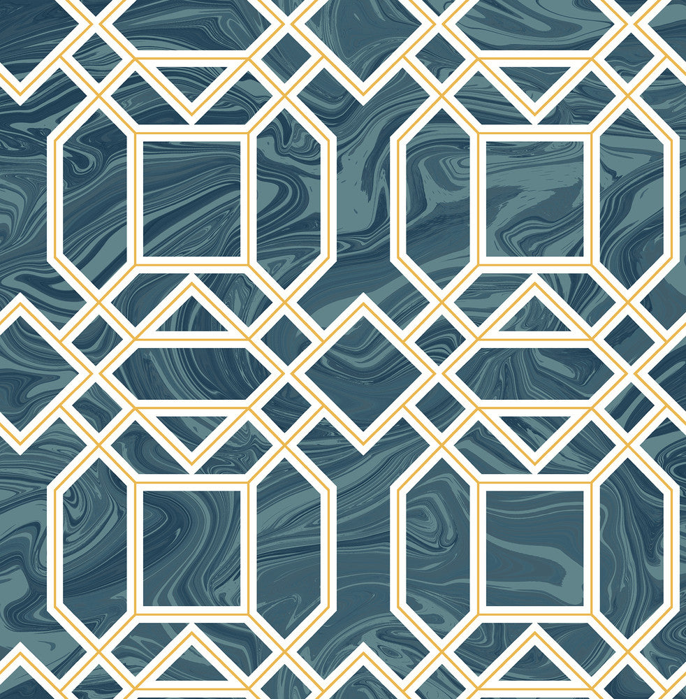 Daphne Blue Trellis Wallpaper by A-Street Prints Moonlight Covers about 56.4 square feet 20.5-in by 33-ft long roll Unpasted 10.4 - Fabric Carolina -