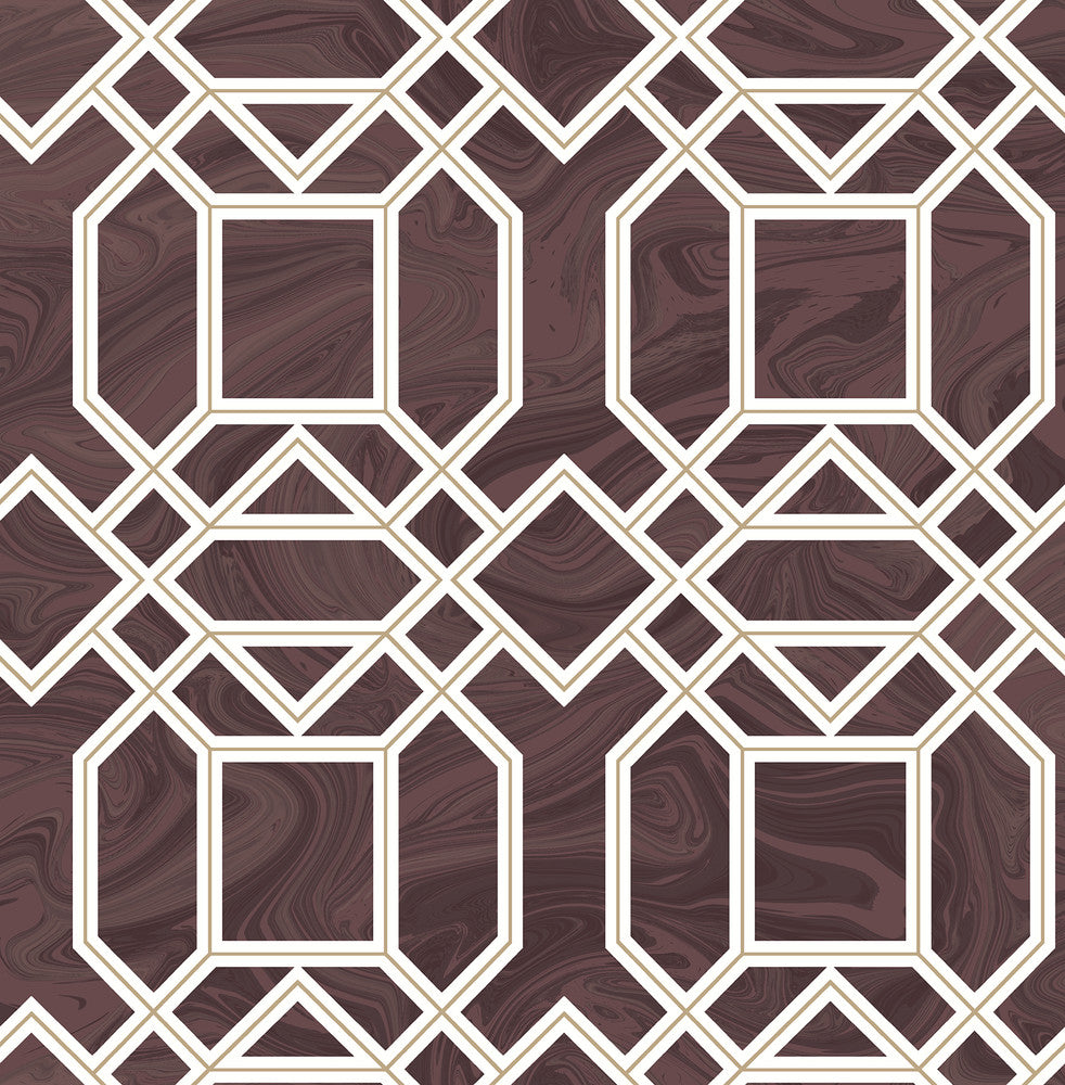 Daphne Maroon Trellis Wallpaper by A-Street Prints Moonlight Covers about 56.4 square feet 20.5-in by 33-ft long roll Unpasted 10.4 - Fabric Carolina -