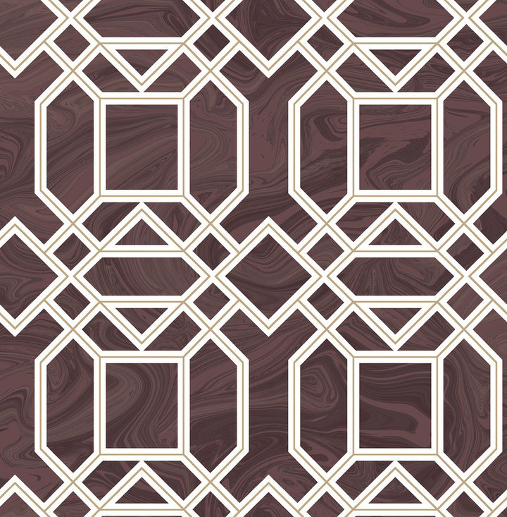 Daphne Maroon Trellis Wallpaper by A-Street Prints Moonlight Covers about 56.4 square feet 20.5-in by 33-ft long roll Unpasted 10.4 - Fabric Carolina -