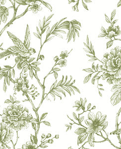 Jessamine Green Floral Trail Wallpaper by A-Street Prints