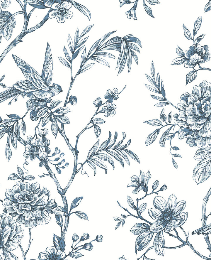 Jessamine Blue Floral Trail Wallpaper by A-Street Prints Moonlight Covers about 56.4 square feet 20.5-in by 33-ft long roll Unpasted 12.6 - Fabric Carolina -
