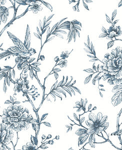Jessamine Blue Floral Trail Wallpaper by A-Street Prints