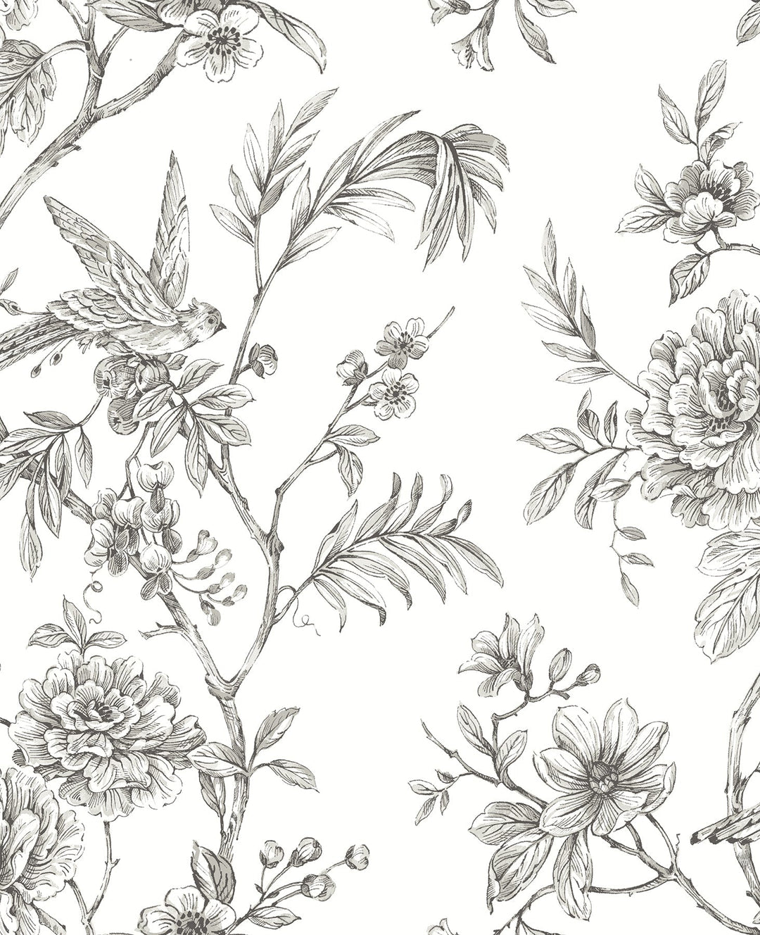 Jessamine Grey Floral Trail Wallpaper by A-Street Prints Designer