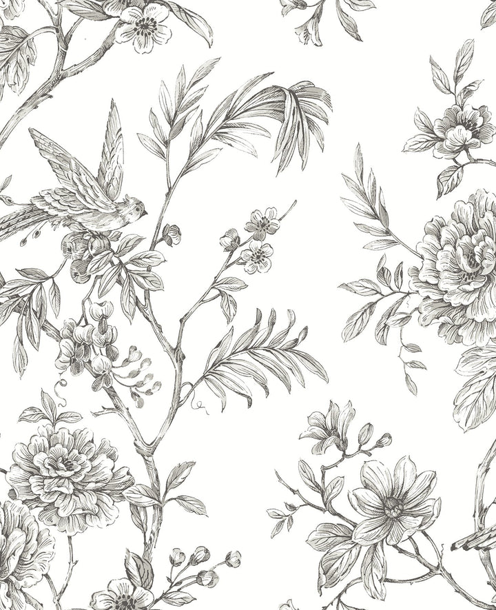 Jessamine Grey Floral Trail Wallpaper by A-Street Prints Designer