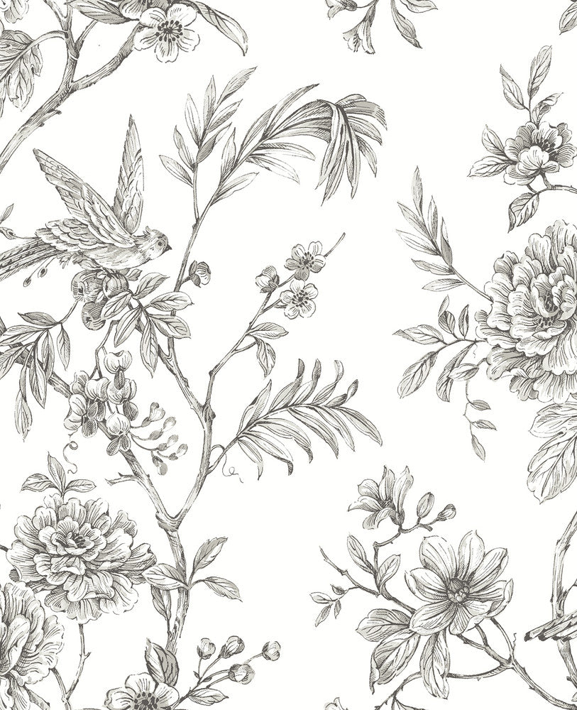 Jessamine Grey Floral Trail Wallpaper by A-Street Prints Moonlight Covers about 56.4 square feet 20.5-in by 33-ft long roll Unpasted 12.6 - Fabric Carolina -
