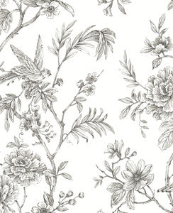 Jessamine Grey Floral Trail Wallpaper by A-Street Prints