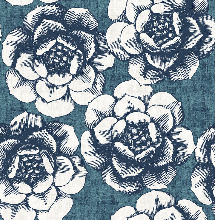 Fanciful Blue Floral Wallpaper by A-Street Prints Moonlight Covers about 56.4 square feet 20.5-in by 33-ft long roll Unpasted 20.9 - Fabric Carolina -
