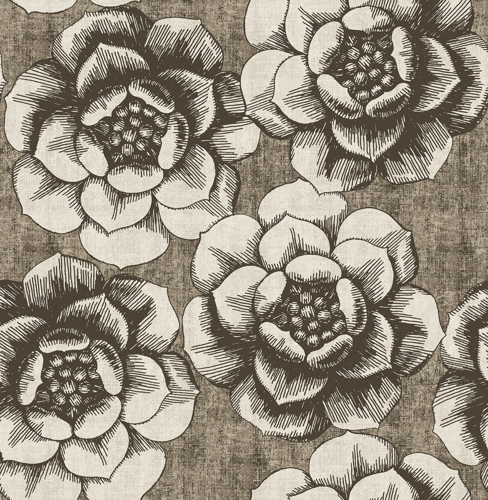 Fanciful Brown Floral Wallpaper by A-Street Prints Moonlight Covers about 56.4 square feet 20.5-in by 33-ft long roll Unpasted 20.9 - Fabric Carolina -