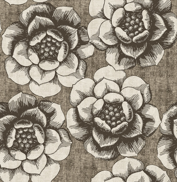Fanciful Brown Floral Wallpaper by A-Street Prints Moonlight Covers about 56.4 square feet 20.5-in by 33-ft long roll Unpasted 20.9 - Fabric Carolina -