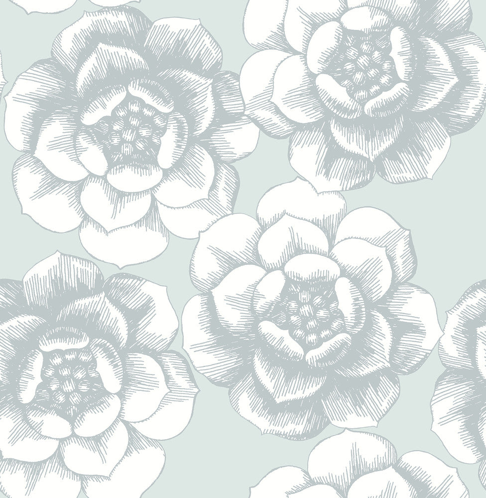 Fanciful Silver Floral Wallpaper by A-Street Prints Moonlight Covers about 56.4 square feet 20.5-in by 33-ft long roll Unpasted 20.9 - Fabric Carolina -