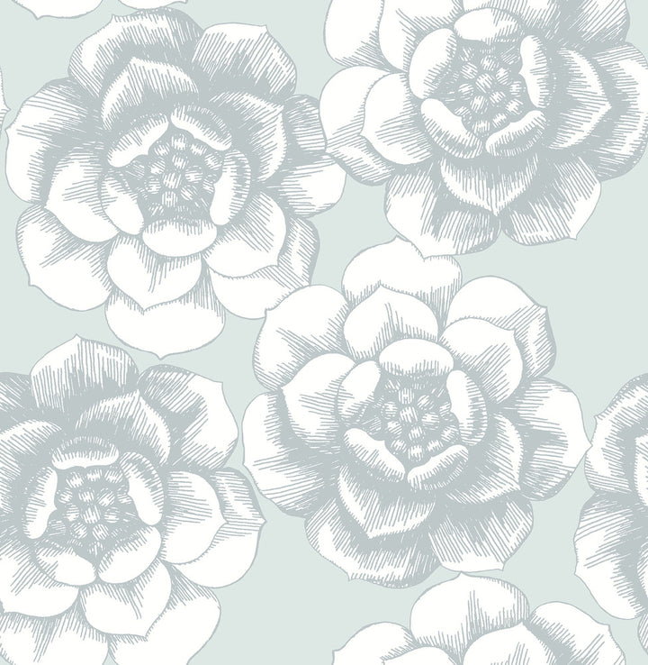 Fanciful Silver Floral Wallpaper by A-Street Prints Moonlight Covers about 56.4 square feet 20.5-in by 33-ft long roll Unpasted 20.9 - Fabric Carolina -