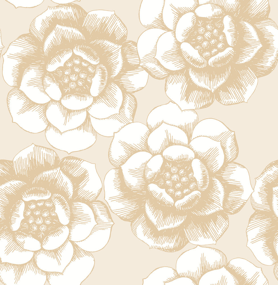 Fanciful Gold Floral Wallpaper by A-Street Prints Moonlight Covers about 56.4 square feet 20.5-in by 33-ft long roll Unpasted 20.9 - Fabric Carolina -