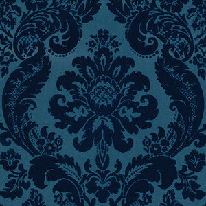 Shadow Blue Flocked Damask Wallpaper by A-Street Prints