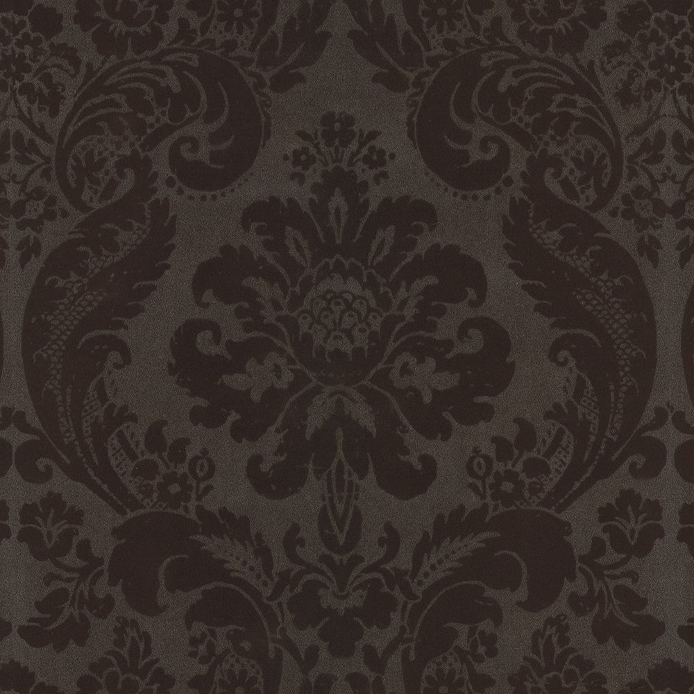 Shadow Brown Flocked Damask Wallpaper by A-Street Prints Moonlight Covers about 56.4 square feet 20.5-in by 33-ft long roll Unpasted 21 - Fabric Carolina -