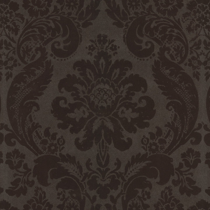 Shadow Brown Flocked Damask Wallpaper by A-Street Prints Moonlight Covers about 56.4 square feet 20.5-in by 33-ft long roll Unpasted 21 - Fabric Carolina -
