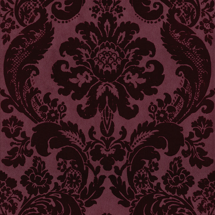 Shadow Merlot Flocked Damask Wallpaper by A-Street Prints Moonlight Covers about 56.4 square feet 20.5-in by 33-ft long roll Unpasted 21 - Fabric Carolina -