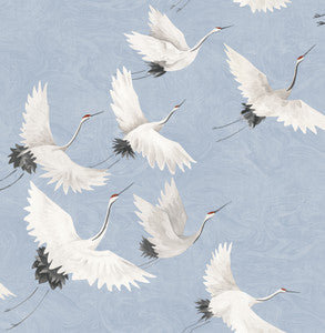 Windsong Periwinkle Crane Wallpaper by A-Street Prints
