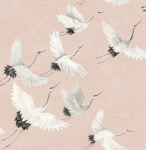 Windsong Pink Crane Wallpaper by A-Street Prints