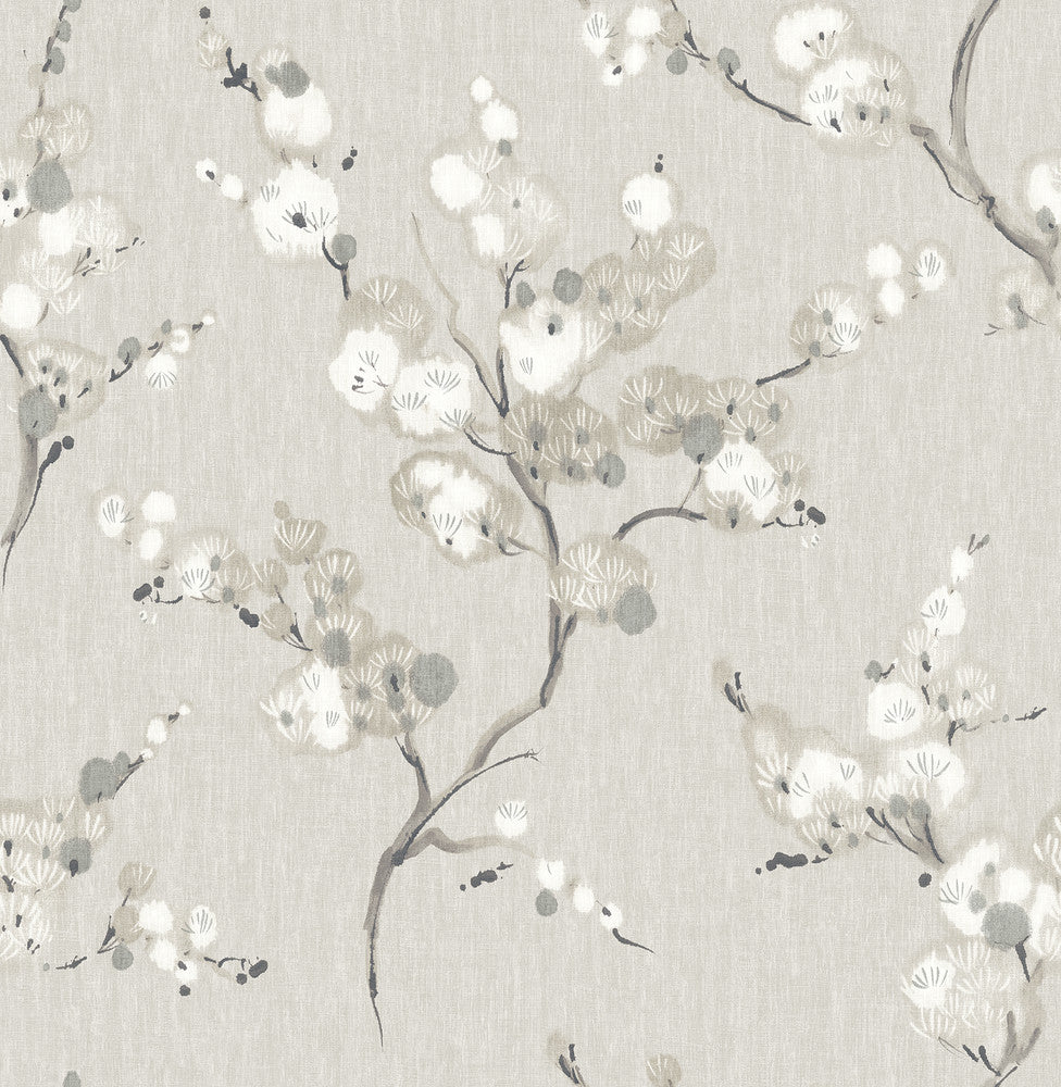 Bliss Taupe Blossom Wallpaper by A-Street Prints Mistral Covers about 56.4 square feet 20.5-in by 33-ft long roll Unpasted 20.9 - Fabric Carolina -