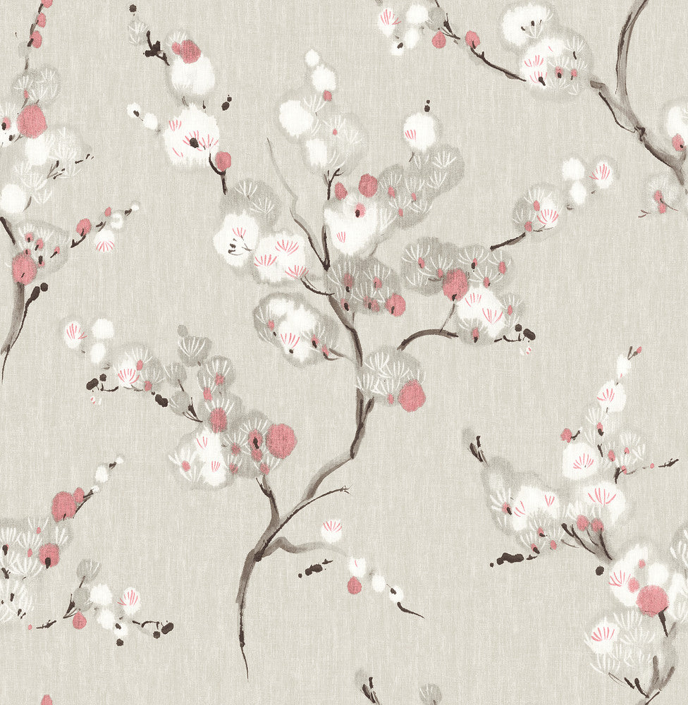 Bliss Coral Blossom Wallpaper by A-Street Prints Mistral Covers about 56.4 square feet 20.5-in by 33-ft long roll Unpasted 20.9 - Fabric Carolina -