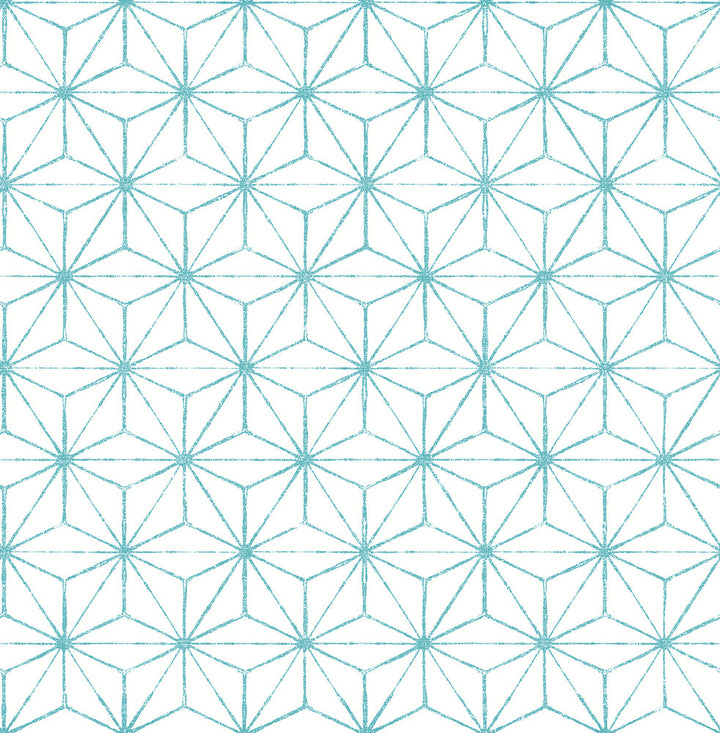 Orion Turquoise Geometric Wallpaper by A-Street Prints Mistral Covers about 56.4 square feet 20.5-in by 33-ft long roll Unpasted 20.9 - Fabric Carolina -