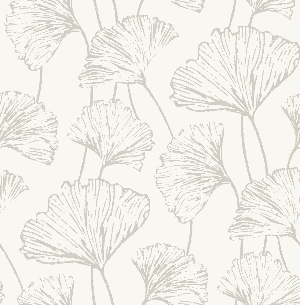 Reverie Silver Ginkgo Wallpaper by A-Street Prints Mistral Covers about 56.4 square feet 20.5-in by 33-ft long roll Unpasted 20.9 - Fabric Carolina -