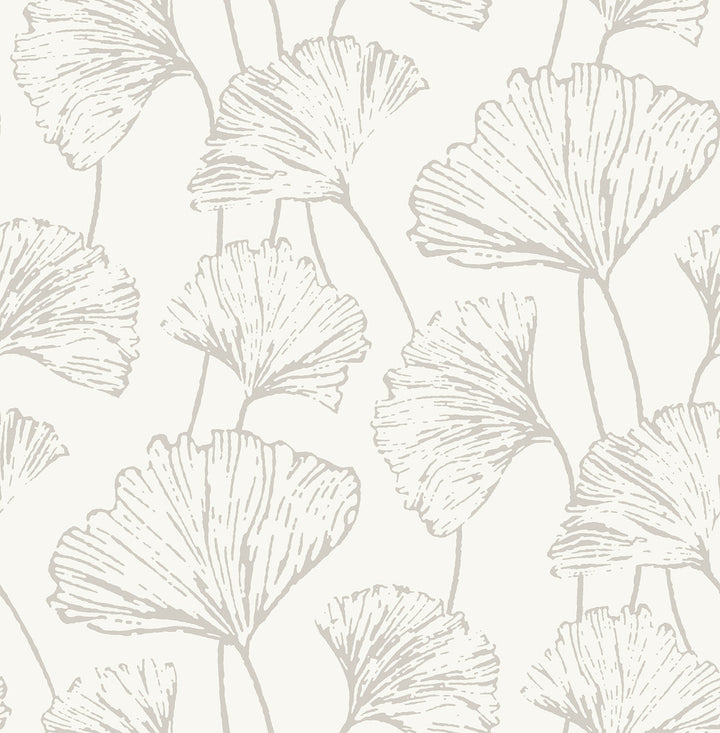 Reverie Silver Ginkgo Wallpaper by A-Street Prints Mistral Covers about 56.4 square feet 20.5-in by 33-ft long roll Unpasted 20.9 - Fabric Carolina -