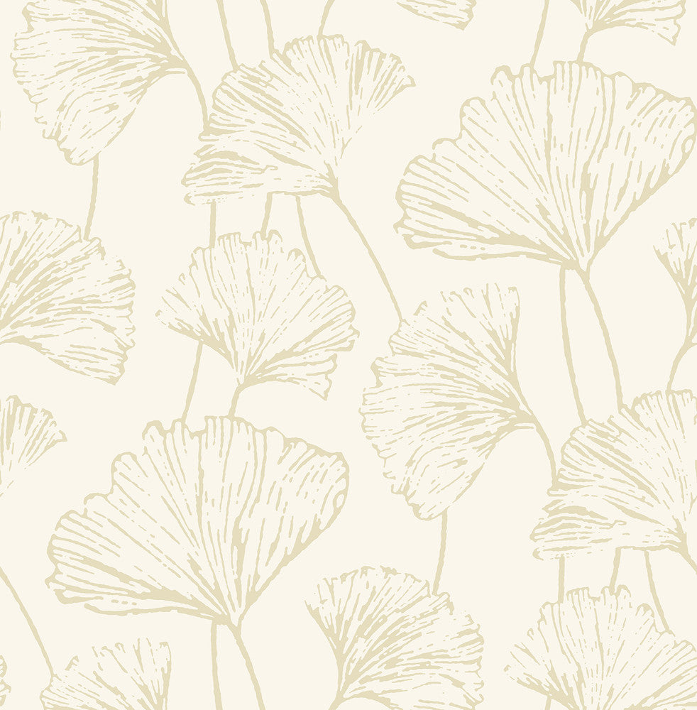 Reverie Gold Ginkgo Wallpaper by A-Street Prints Mistral Covers about 56.4 square feet 20.5-in by 33-ft long roll Unpasted 20.9 - Fabric Carolina -