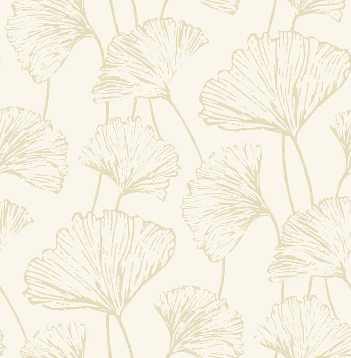 Reverie Gold Ginkgo Wallpaper by A-Street Prints Mistral Covers about 56.4 square feet 20.5-in by 33-ft long roll Unpasted 20.9 - Fabric Carolina -
