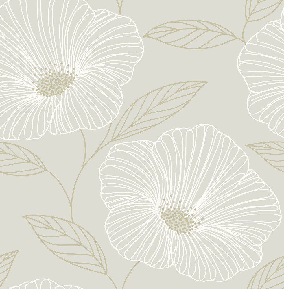 Mythic Dove Floral Wallpaper by A-Street Prints Mistral Covers about 56.4 square feet 20.5-in by 33-ft long roll Unpasted 20.9 - Fabric Carolina -