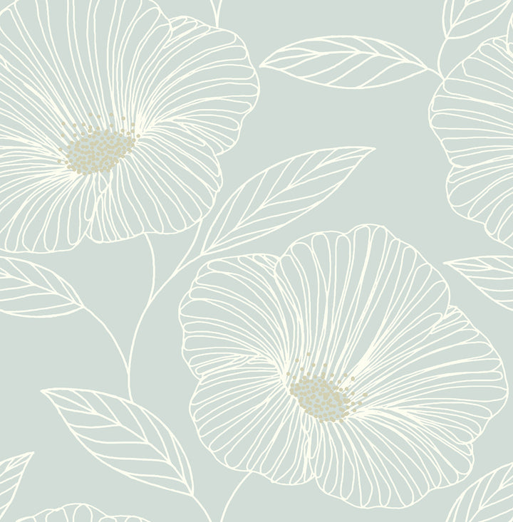 Mythic Seafoam Floral Wallpaper by A-Street Prints Mistral Covers about 56.4 square feet 20.5-in by 33-ft long roll Unpasted 20.9 - Fabric Carolina -
