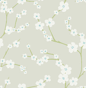 Sakura Light Grey Floral Wallpaper by A-Street Prints