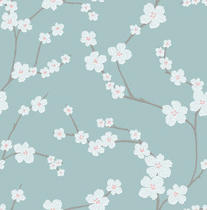 Sakura Turquoise Floral Wallpaper by A-Street Prints